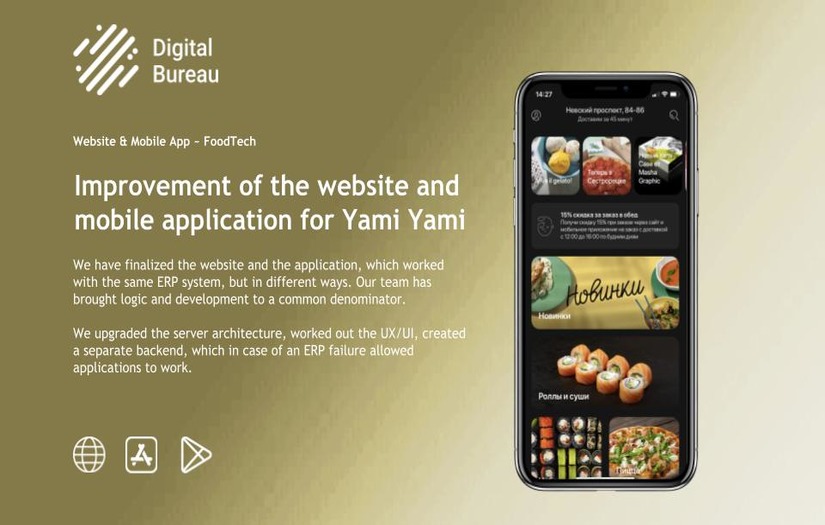 Improvement of the website and mobile application for Yami Yami