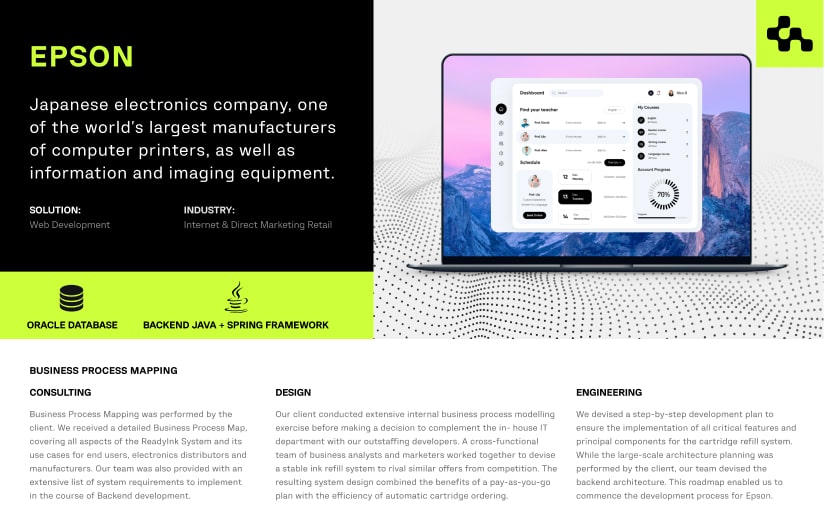 Real-time printer monitoring and consumables replenishment system for a Japanese electronics giant