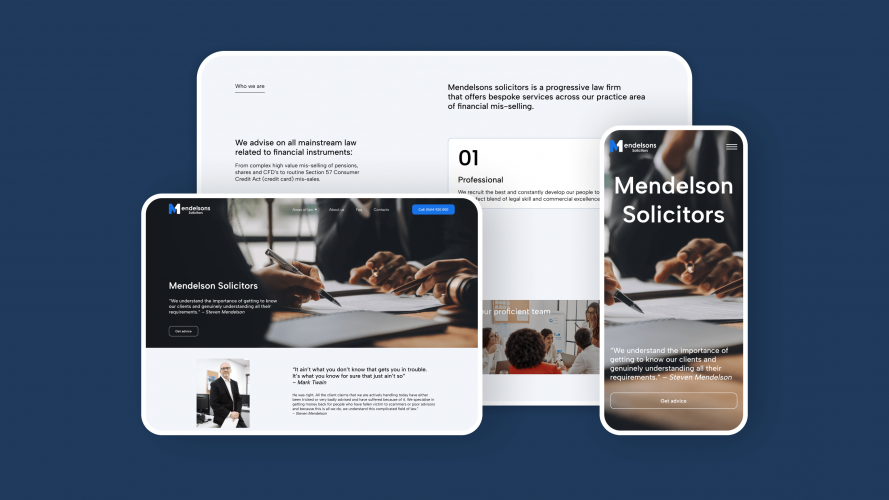Corporate website redesign for Mendelson Solicitors law firm