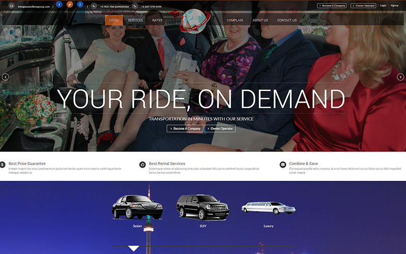 Booking Car Ride Corporate Website Landing Page Design