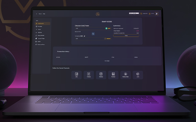 Liquid exchange DEX Protocols Client Area Dashboard Design