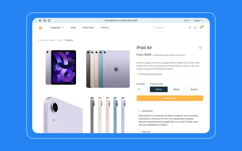 Online shop development