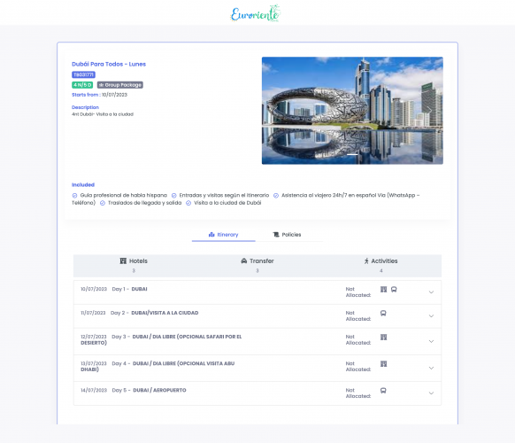 Euroriente: ERP System for Travel Industry